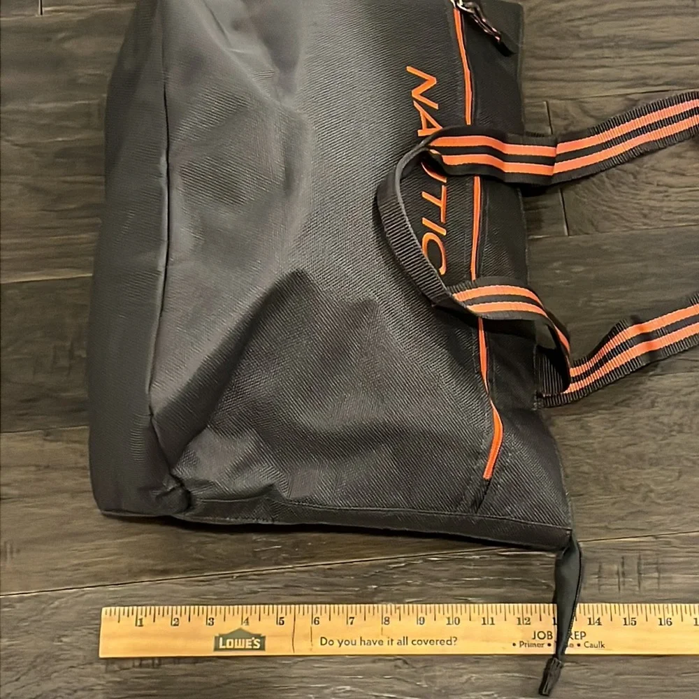 Nautica Grey Orange Canvas Tote new beach pool vacation